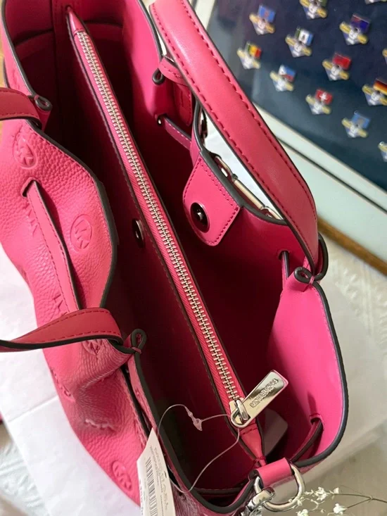 Michael Kors Hot Pink Embossed Leather Tote with Matching Wallet - Picture 11 of 12